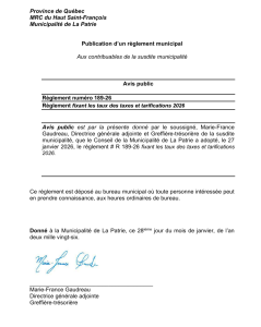 Avis concernant règlement 189-26