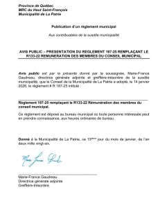AVIS PUBLIC � CONCERNANT REMUNERATION DES MEMBRES DU CONSEIL MUNICIPAL
