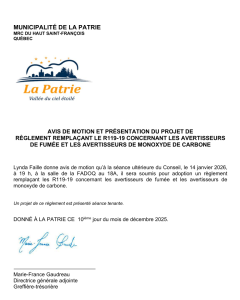 Avis concernant AVERTISSEURS