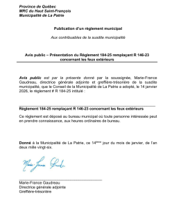 Avis public � R�glement concernant les feux ext�rieurs