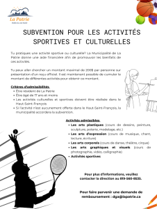 Subvention pour activités