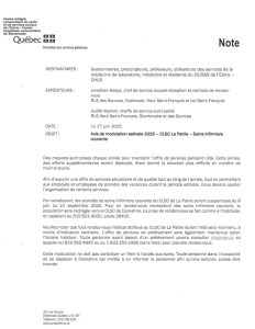 Modulation estivale des services du CLSC