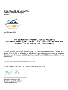GESTION DES MATI�RES R�SIDUELLES, RECYCLABLES ET ORGANIQUES.