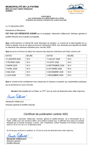 Avis public - s�ances du conseil 2026